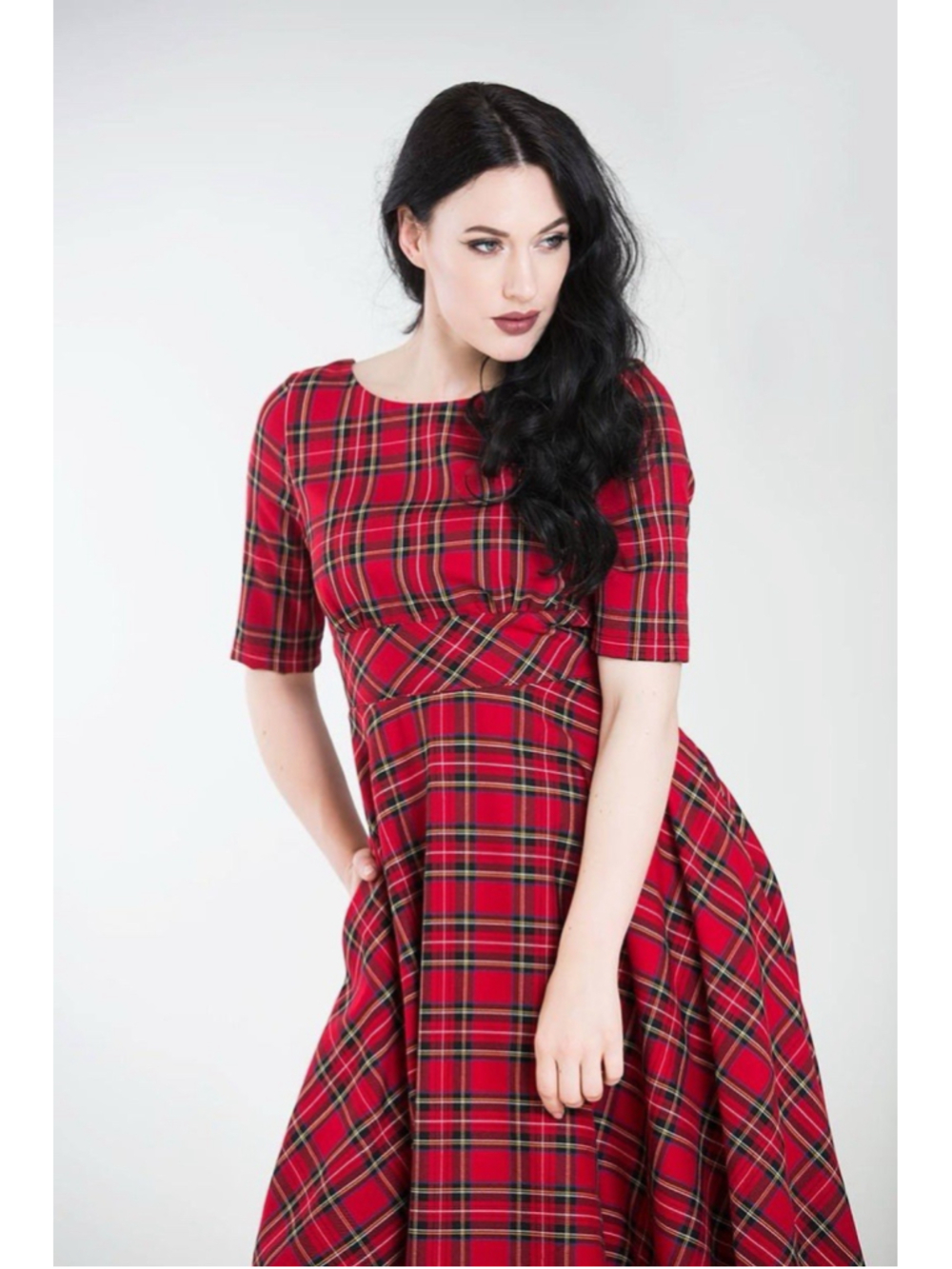 Hell Bunny 50’s Irvine Red Tartan Plaid Party Swing Dress Holiday Pinup Xl
